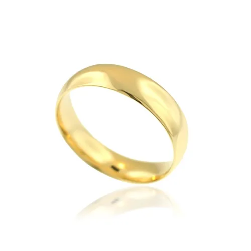 Aliança Tradicional Clássica Abaulada 5 mm  Banhada a Ouro 18k