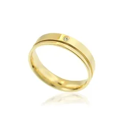 Aliança Anatômica Ponto Zircônia Banhada a Ouro 18K
