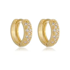 Argolinha Articulada Cravejada G Banhada a Ouro 18 k