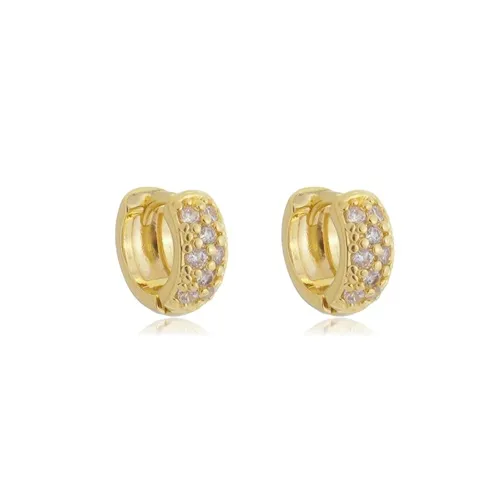 Argolinha Articulada Cravejada P Banhado a Ouro 18 k