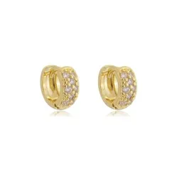 Argolinha Articulada Cravejada P Banhado a Ouro 18 k