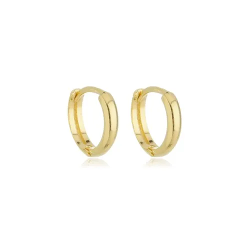 Brinco Argola Articulada Lisa Tamanho M Banhado a Ouro 18 k