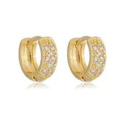 Argolinha Articulada Cravejada M Banhado a Ouro 18 k