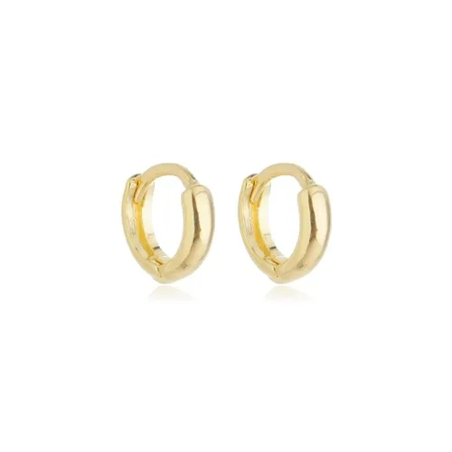 Brinco Argola Articulada Lisa Tamanho P Banhado a Ouro 18 k