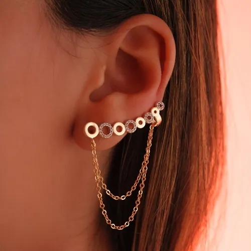 Brinco Earcuff Oito Círculos