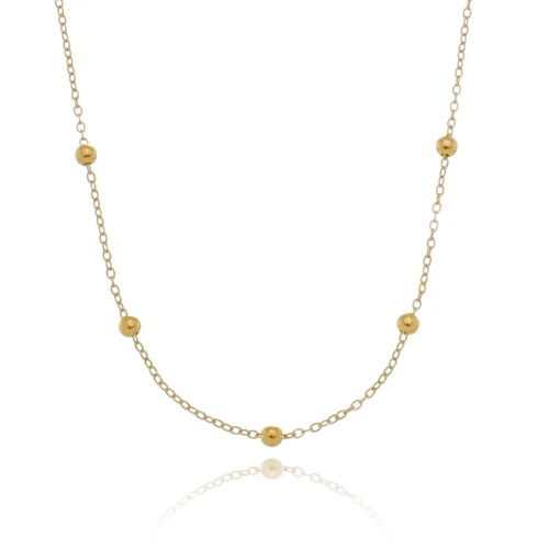 Colar Comprido com Bolinhas Lisas Delicadas Banhado a Ouro 18k – Elegância Atemporal
