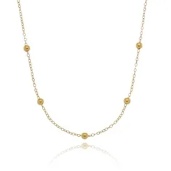 Colar Comprido com Bolinhas Lisas Delicadas Banhado a Ouro 18k – Elegância Atemporal