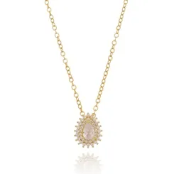 Colar Ponto de Luz Gota Cravejada com Zircônias Banhado a Ouro 18k