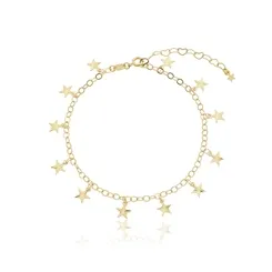 Tornozeleira Pingentes Estrelinhas Banhada a Ouro 18k