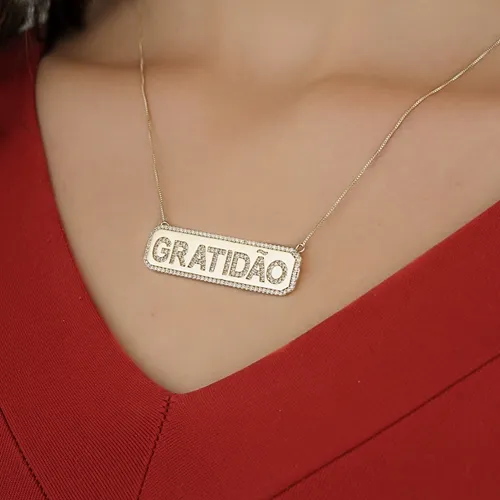 Colar Retangular Gratidão