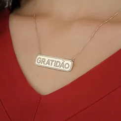 Colar Retangular Gratidão