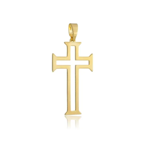 Pingente Cruz Lisa G Banhado a Ouro 18 k