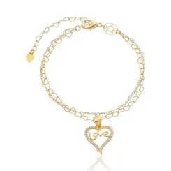 Pulseira Corrente Coração e Pingente Coração Love