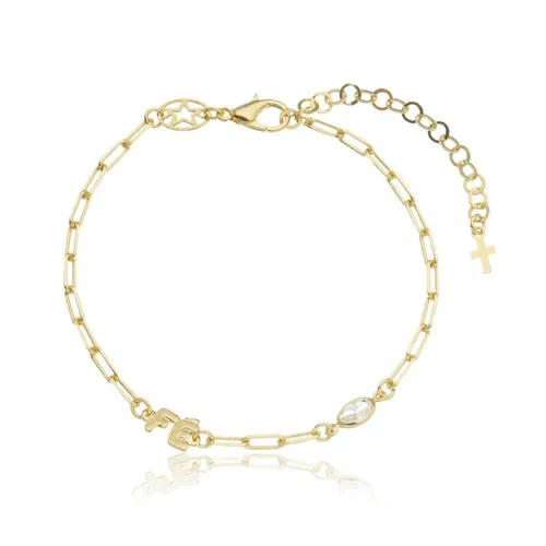 Pulseira Escrita Fé e Cristal