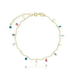 Pulseira Canutilhos e Cristais Coloridos