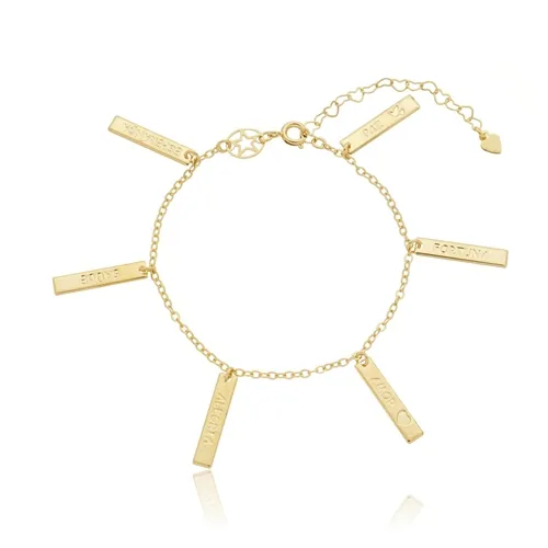 Pulseira Plaquinhas Retangulares: Esperança, Saúde, Alegria, Amor, Fortuna e Paz