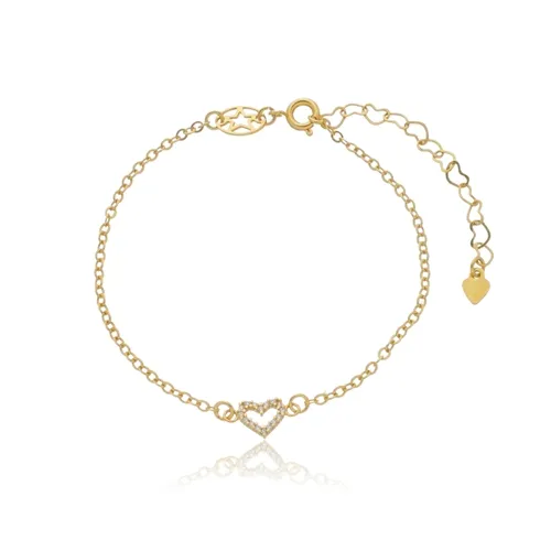 Pulseira Pingente Coração Cravejado