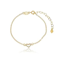 Pulseira Pingente Coração Cravejado