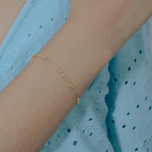 Pulseira Infantil Corrente Delicada com Bolinhas