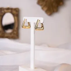 Brinco Argola Articulada Triangular Lisa Tamanho P Banhado Ouro 18 k
