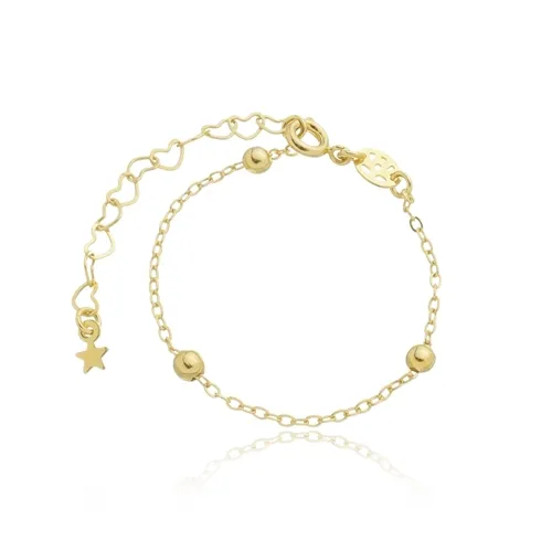 Pulseira Infantil com Bolinhas Lisas Banhada a Ouro 18 k