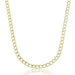 Corrente Masculina Groumet  Diamantada 4 MM Banhada a Ouro 18k