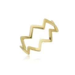 Anel Falange Zig Zag Triângulo Banhado a Ouro 18 k
