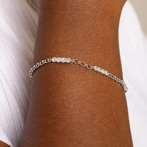 Pulseira Elo Português com Riviera