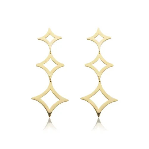 Brinco Grande Geométrico Banhado a Ouro 18 k