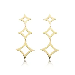 Brinco Grande Geométrico Banhado a Ouro 18 k