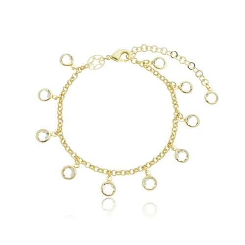 Pulseira Pingentes Cristais Banhado a Ouro 18k