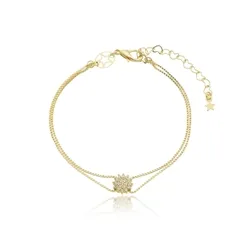 Pulseira Duas Correntes Pingente Florzinha Cravejado com Zircônias