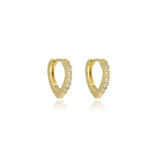 Brinco Argola Articulada Geométrica Triangular P Zircônias
