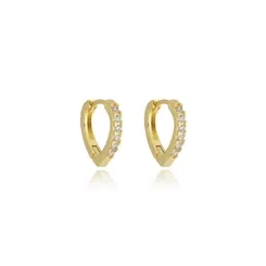 Brinco Argola Articulada Geométrica Triangular P Zircônias