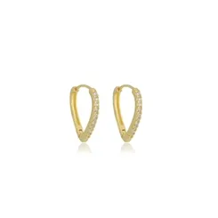 Brinco Argola Articulada Geométrica Triangular G Zircônias