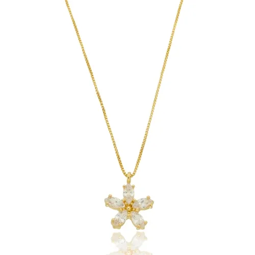 Colar Infantil Florzinha Navete Banhado a Ouro 18 k