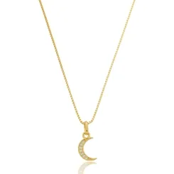 Colar Infantil Meia Lua Cravejada com Zircônias Banhado a Ouro 18k