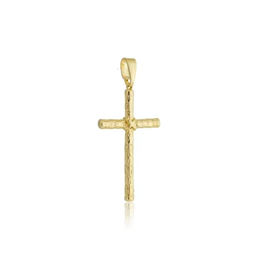 Pingente Cruz Detalhada Banhado a Ouro 18 k