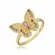 Anel Borboleta com Zircônias Coloridas Banhado a Ouro 18 k