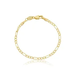 Pulseira Infantil Masculina Elo 3x1 Espessura 2 MM Banhada a Ouro 18 k