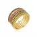 Anel Cinco Aros Cravejados com Zircônias Coloridas Banhado a Ouro 18 k