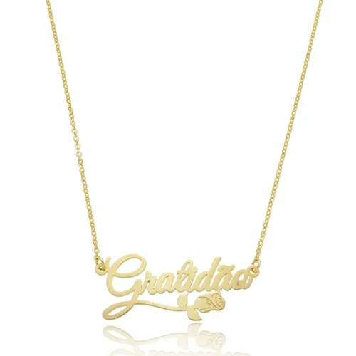 Colar Gratidão com Rosa