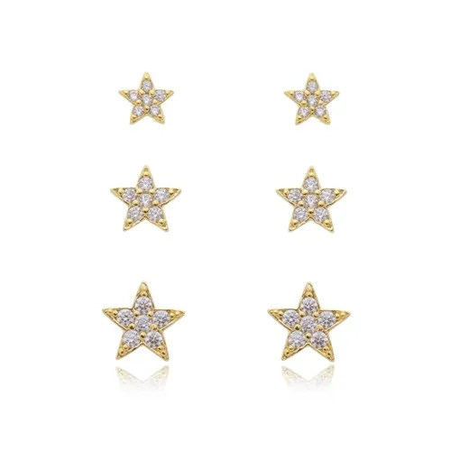 Trio de Brinco Estrela: Um Brilho Versátil para Três Furos ou Um Só
