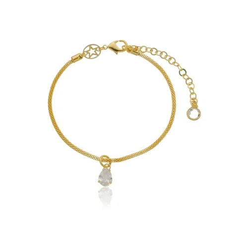 Pulseira Corrente Rabo de Rato com Pingente Gota Cristal
