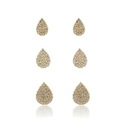 Trio de Brinco Gota Cravejados com Zircônias