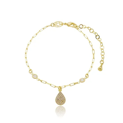 Pulseira Ponto de Luz e Pingente de Gota com Zircônias