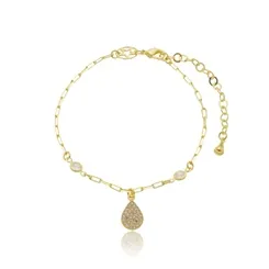 Pulseira Ponto de Luz e Pingente de Gota com Zircônias