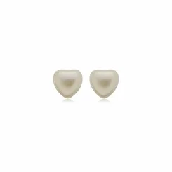 Brinco de Coração Delicado em Forma de Pérola 6 MM Banhado a Ouro 18 k