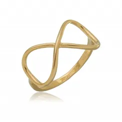 Anel Design Minimalista em Forma de Infinito Banhado a Ouro 18 k