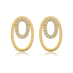 Brinco Oval Elegância em Duas Partes